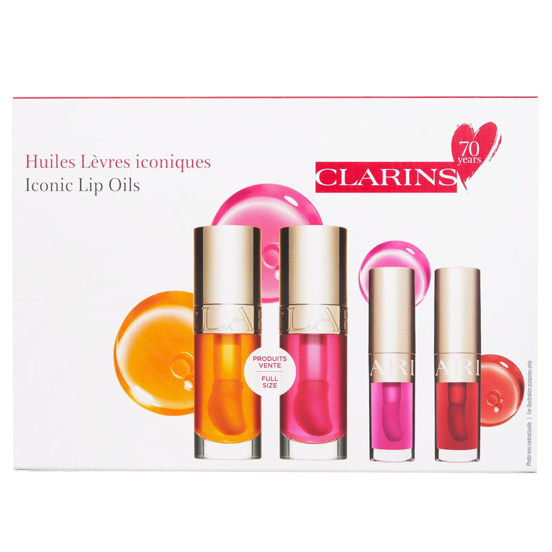 クラランス  Lip Comfort Oil Coffret: Lip Oil - #01 7ml+Lip Oil - #04 7ml+Lip Oil - #02 1.4ml+Lip Oil - #08 1.4ml   4pcs