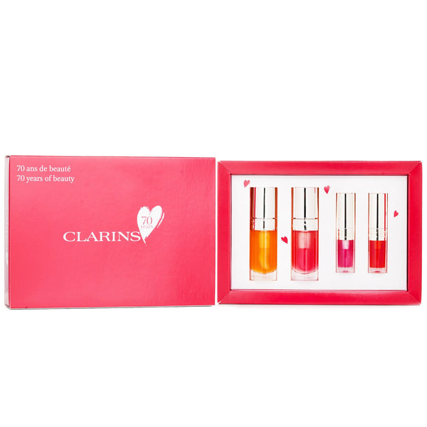 クラランス  Lip Comfort Oil Coffret: Lip Oil - #01 7ml+Lip Oil - #04 7ml+Lip Oil - #02 1.4ml+Lip Oil - #08 1.4ml   4pcs