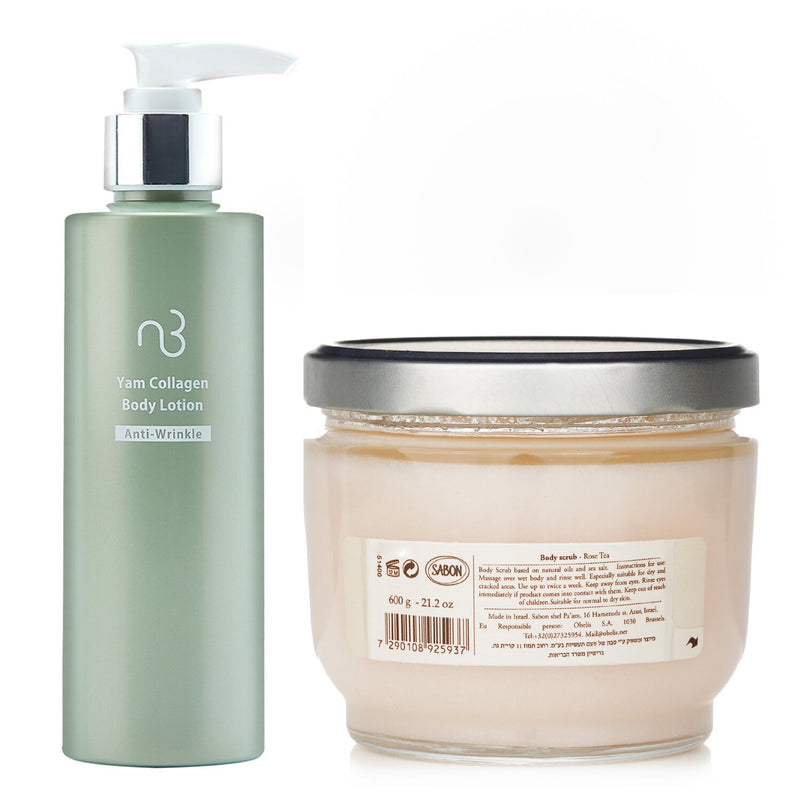 サボン  Sabon Body Scrub - Rose Tea  X Natural Beauty Yam Collagen Body Lotion   2pcs