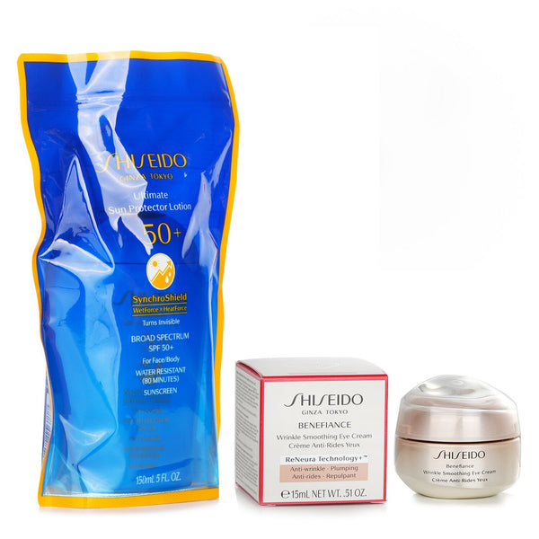 資生堂  Shiseido Ultimate Sun Protector Lotion SPF 50+ Sunscreen (for Face and Body) + Benefiance Wrinkle Smoothing Eye Cream   2pcs