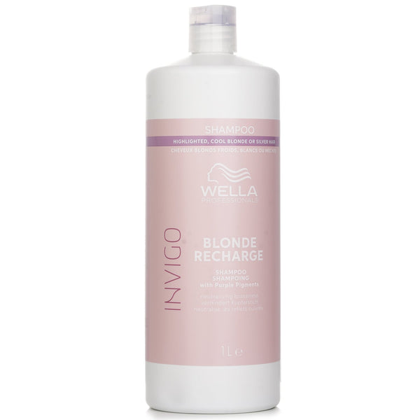 ウエラ  Invigo Blonde Recharge Shampoo With Purple Pigments Highlighted, Cool Blonde Or Silver Hair   1000ml