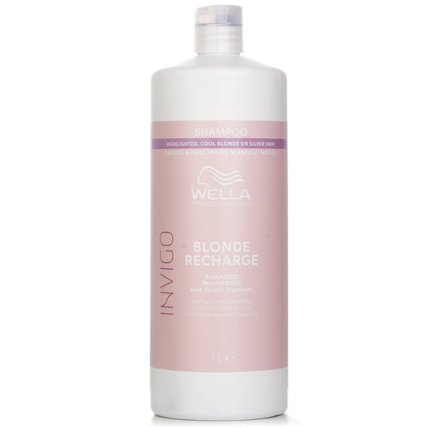 ウエラ  Invigo Blonde Recharge Shampoo With Purple Pigments Highlighted, Cool Blonde Or Silver Hair   1000ml