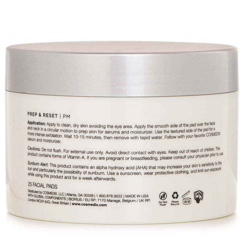 コスメディックス  Prep & Reset Dual Sided Lactic Acid Exfoliating Facial Pads   25 Pads