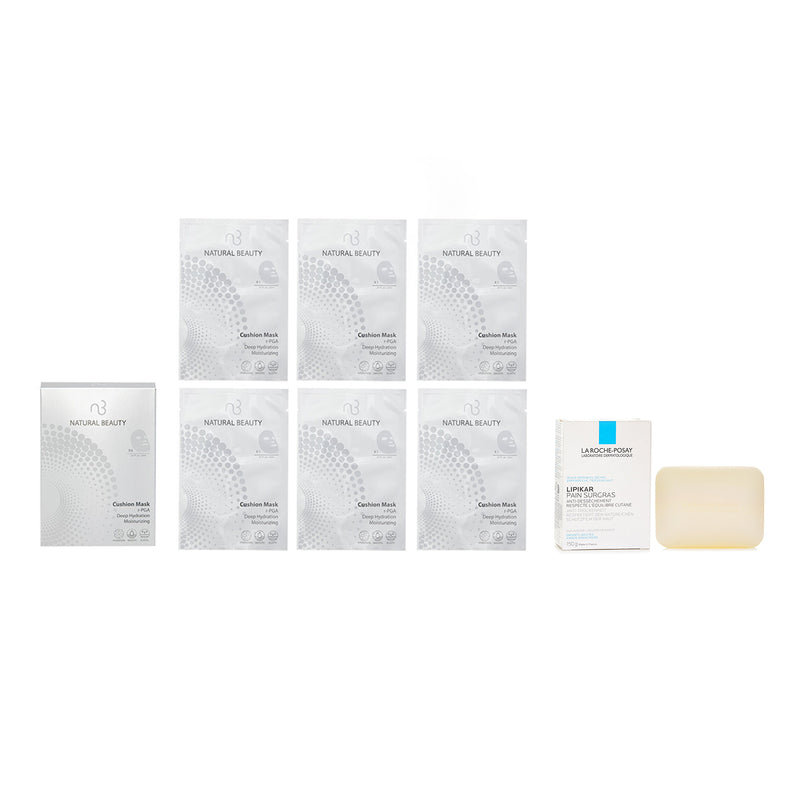 ラロッシュポゼ  La Roche Posay Lipikar Surgras Cleansing Bar(Random Packaging) 150g X Natural Beauty r-PGA Deep Hydration Moisturizing Cushion Mask (Exp Date: 01/2026) 6x 20ml   2pcs