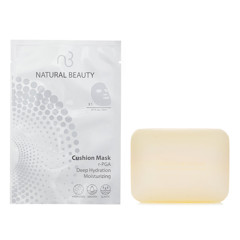 ラロッシュポゼ  La Roche Posay Lipikar Surgras Cleansing Bar(Random Packaging) 150g X Natural Beauty r-PGA Deep Hydration Moisturizing Cushion Mask (Exp Date: 01/2026) 6x 20ml   2pcs