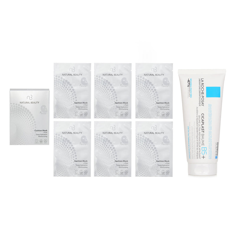 ラロッシュポゼ  La Roche Posay Cicaplast Baume B5 Soothing Repairing Balm(Random Packaging) 100ml X Natural Beauty r-PGA Deep Hydration Moisturizing Cushion Mask (Exp Date: 01/2026) 6x 20ml   2pcs