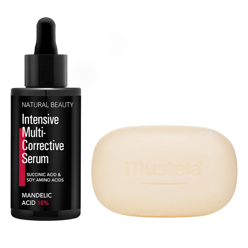 ムステラ  Mustela Gentle Soap With Cold Cream 100g X Natural Beauty Intensive Multi-Corrective Serum - Mandelic Acid 18% (Exp Date: 12/2025) 35ml   2pcs