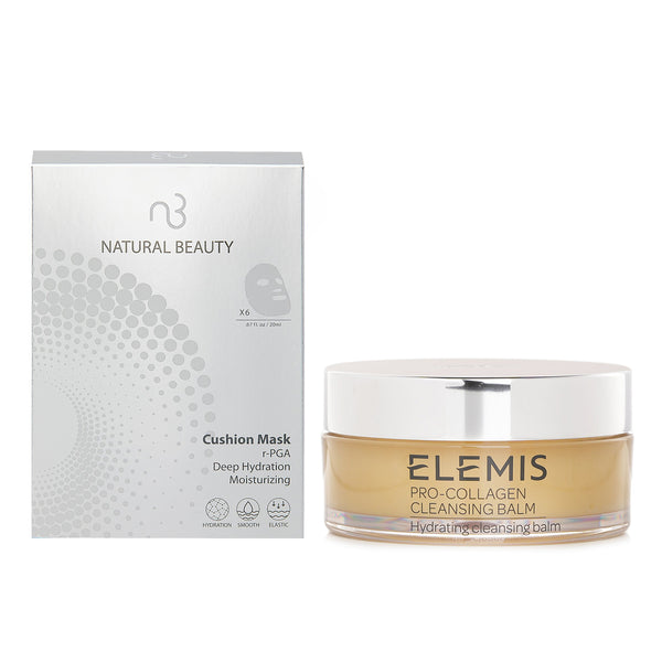 エレミス  Elemis Pro-Collagen Cleansing Balm (Random Packaging) 100g X Natural Beauty r-PGA Deep Hydration Moisturizing Cushion Mask (Exp Date: 01/2026) 6x 20ml   2pcs