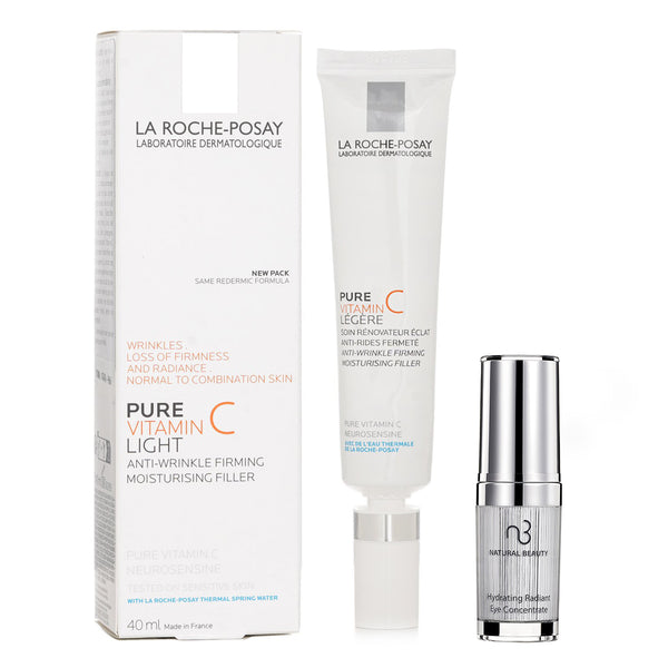 ラロッシュポゼ  La Roche Posay Pure Vitamin C Light Anti-Wrinkle Firming Moisturising Filler 30ml X Natural Beauty Hydrating Radiant Eye Concentrate (Exp Date: 02/2026) 15ml   2pcs
