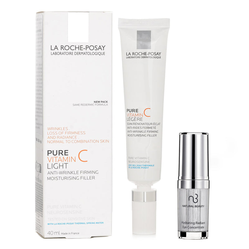 ラロッシュポゼ  La Roche Posay Pure Vitamin C Light Anti-Wrinkle Firming Moisturising Filler 30ml X Natural Beauty Hydrating Radiant Eye Concentrate (Exp Date: 02/2026) 15ml   2pcs
