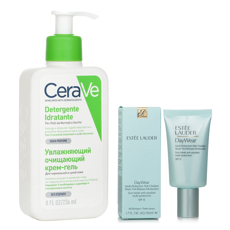 エスティ ローダー  Estee Lauder DayWear Sheer Tint Release Advanced Multi-Protection Anti-Oxidant Moisturizer SPF 15 50ml X CeraVe Hydrating Cleanser For Normal to Dry Skin (With Pump) 236ml   2pcs
