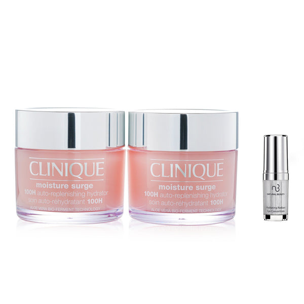 クリニーク  Clinique Moisture Surge 100H Auto-Replenishing Hydrator (Jumbo Size) Duo Pack 2x200ml X Natural Beauty Hydrating Radiant Eye Concentrate (Exp Date: 02/2026) 15ml   2pcs