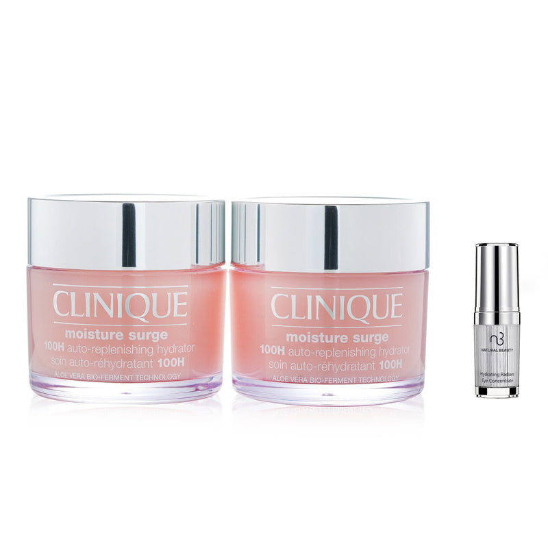 クリニーク  Clinique Moisture Surge 100H Auto-Replenishing Hydrator (Jumbo Size) Duo Pack 2x200ml X Natural Beauty Hydrating Radiant Eye Concentrate (Exp Date: 02/2026) 15ml   2pcs