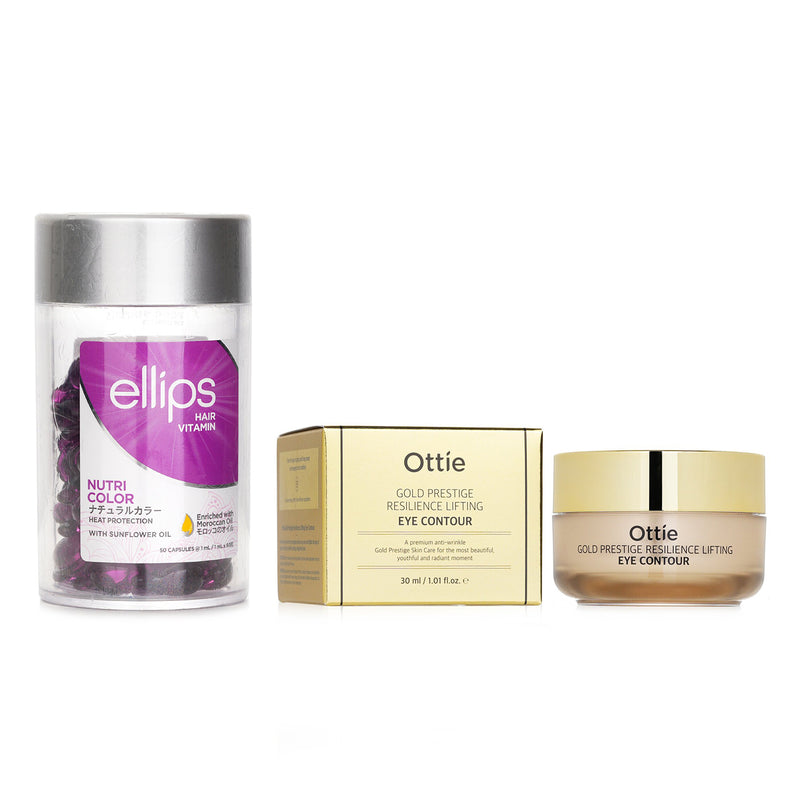 エリップス  Ellips Hair Vitamin Oil -  Nutri Color 50capsules x1ml X Ottie Gold Prestige Resilience Lifting Eye Contour 30ml   2pcs