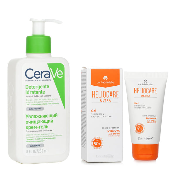 ヘリオケア バイ カンタブリアラボ  Heliocare by Cantabria Labs Heliocare Ultra 90 Gel SPF50 50ml X CeraVe Hydrating Cleanser For Normal to Dry Skin (With Pump) 236ml   2pcs