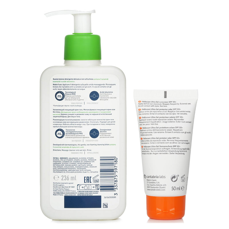 ヘリオケア バイ カンタブリアラボ  Heliocare by Cantabria Labs Heliocare Ultra 90 Gel SPF50 50ml X CeraVe Hydrating Cleanser For Normal to Dry Skin (With Pump) 236ml   2pcs