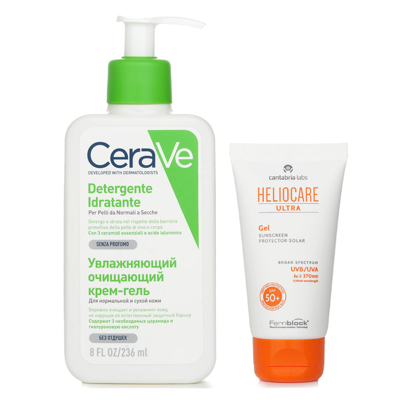 ヘリオケア バイ カンタブリアラボ  Heliocare by Cantabria Labs Heliocare Ultra 90 Gel SPF50 50ml X CeraVe Hydrating Cleanser For Normal to Dry Skin (With Pump) 236ml   2pcs