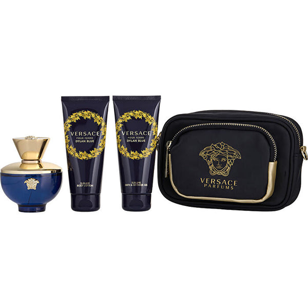 Versace Dylan Blue Eau De Parfum Spray & Body Lotion & Shower Gel & Clutch 100ml/3.4oz