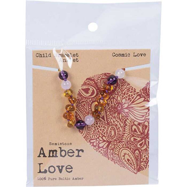 Amber Love Children's Bracelet/Anklet 100% Baltic Amber Cognac 14cm
