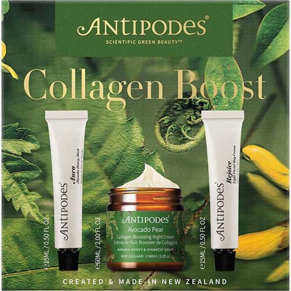 Antipodes Skincare Set Collagen Boost Avo Pear, Rejoice, Aura 3pk