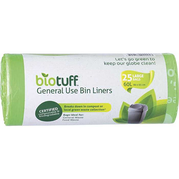 Biotuff General Use Bin Liners Large 25pk 60L