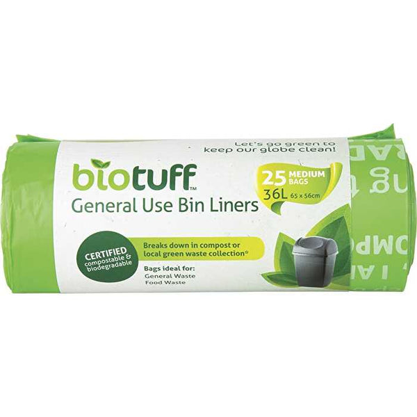 Biotuff General Use Bin Liners Medium 25pk 36L