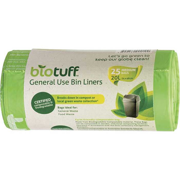 Biotuff General Use Bin Liners Medium 25pk 20L