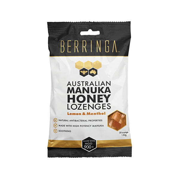 BERRINGA HONEY Berringa Australian Manuka Honey Lozenges Lemon & Menthol (made with MGO 900+) x 30 Pack () 150g