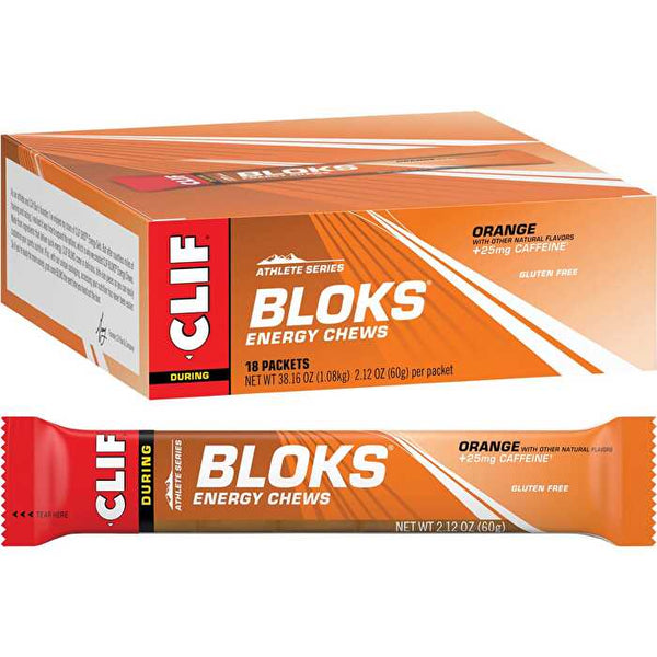 Clif Bloks Energy Chews Orange 25mg Caffeine 18x60g