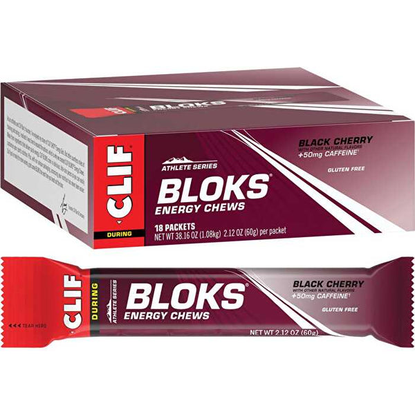 Clif Bloks Energy Chews Black Cherry 50mg Caffeine 18x60g