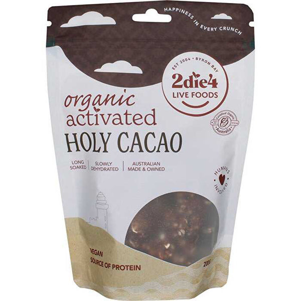 2die4 Live Foods Organic Activated Holy Cacao Granola Clusters 200g
