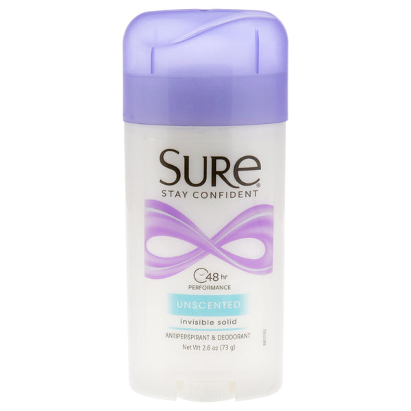 Sure Invisible Solid Anti-Perspirant and Deodorant - Unscented by Sure for Unisex - 2.6 oz Deodorant Stick