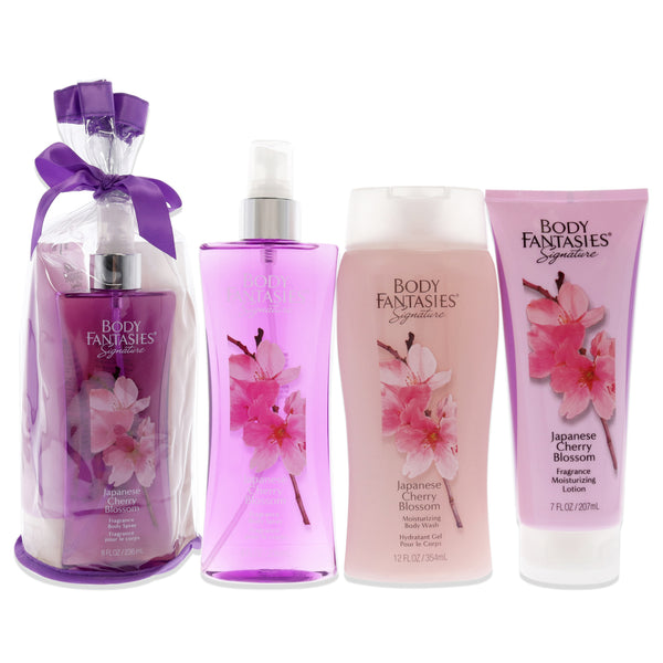 Body Fantasies Signature Japanese Cherry Blossom Set by Body Fantasies for Women - 3 Pc 8oz Fragrance Body Spray, 12oz Moisturizing Body Wash, 7oz Fragrance Moisturizing Lotion