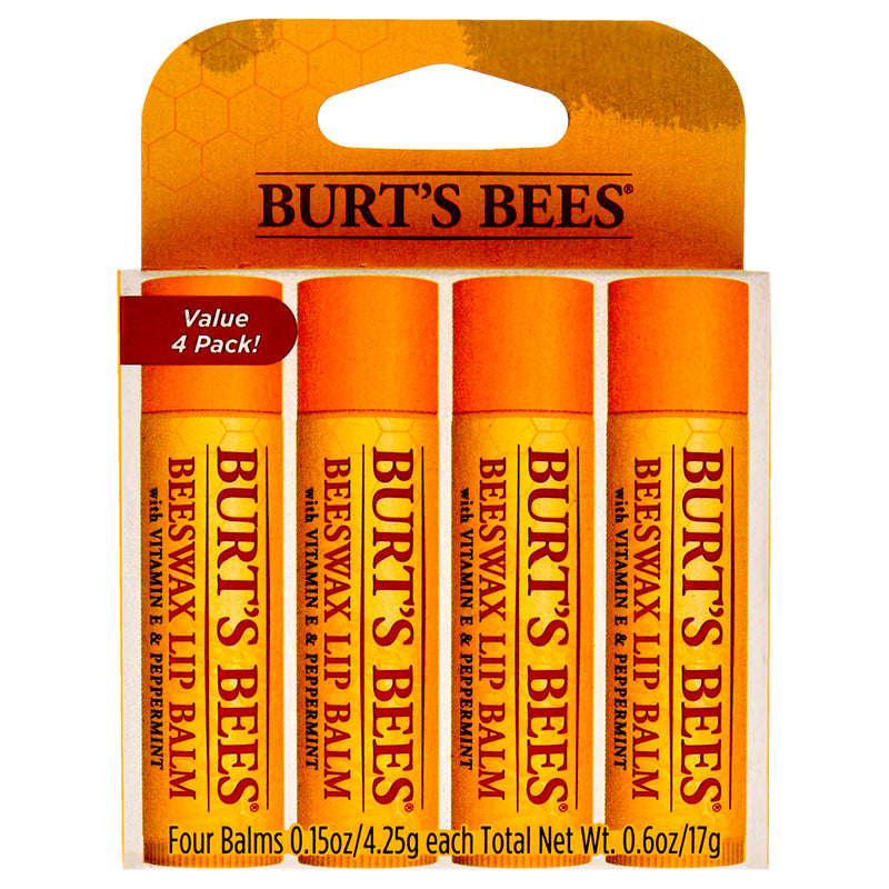 Burt's Bees Beeswax Lip Balm Pack by Burts Bees for Unisex - 4 x 0.15 oz Lip Balm