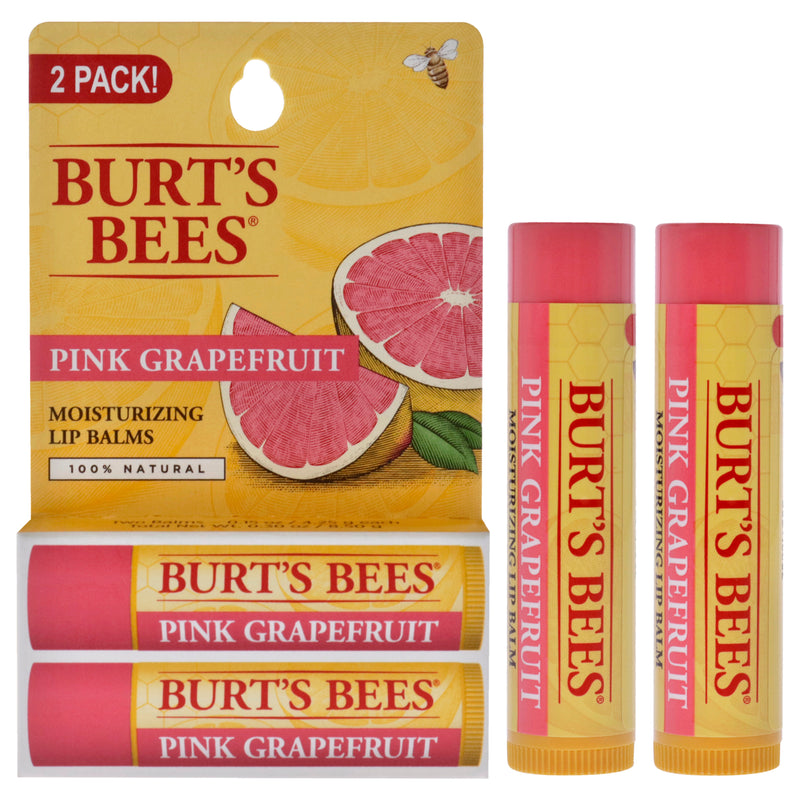 Burt's Bees Pink Grapefruit Moisturizing Lip Balm Twin Pack by Burts Bees for Unisex - 2 x 0.15 oz Lip Balm