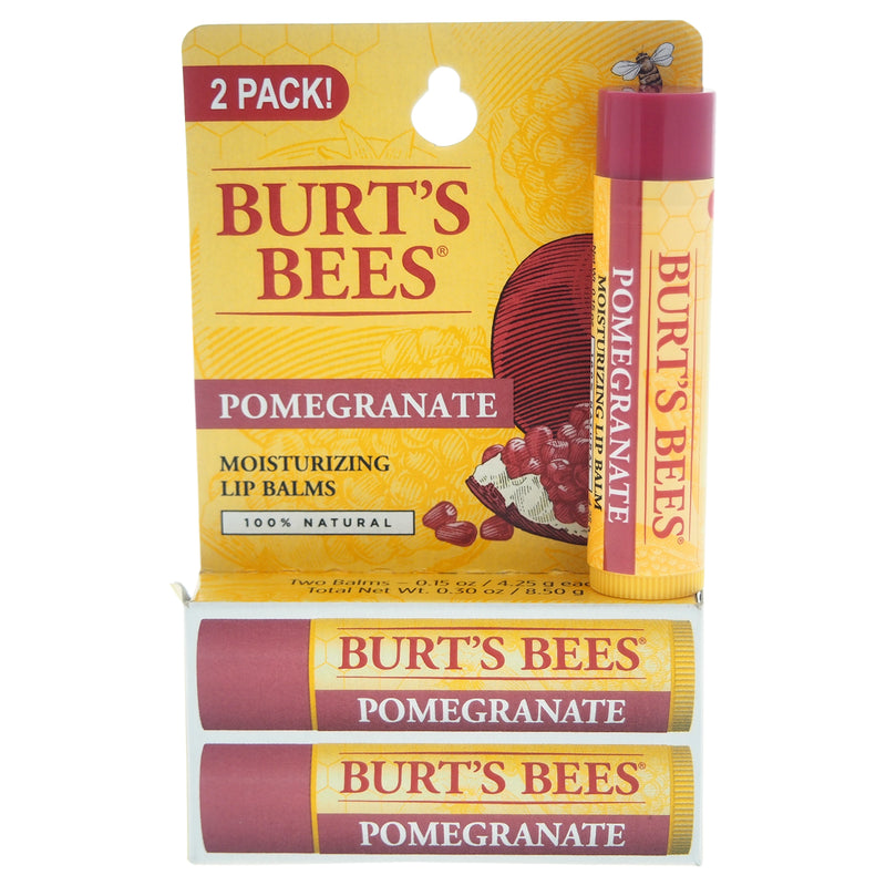 Burt's Bees Pomegranate Moisturizing Lip Balm Twin Pack by Burts Bees for Unisex - 2 x 0.15 oz Lip Balm