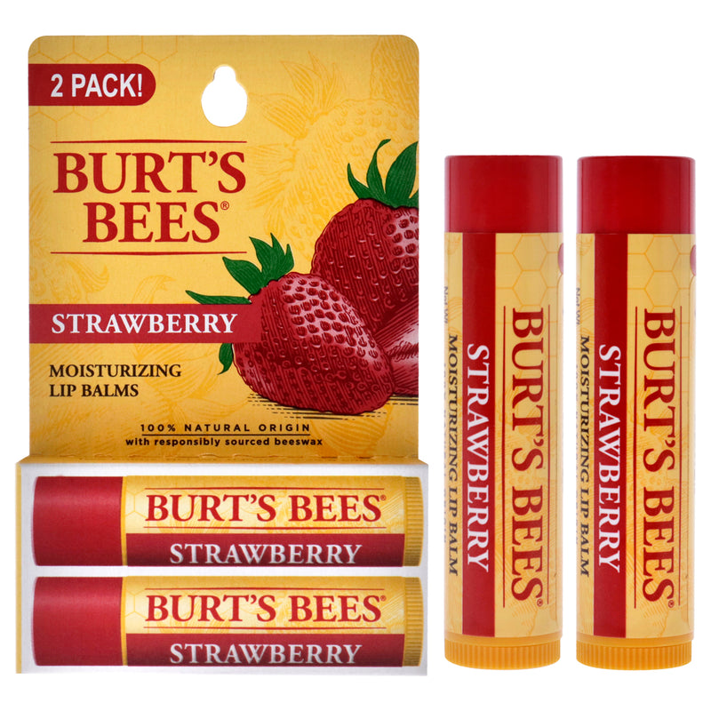 Burt's Bees Strawberry Moisturizing Lip Balm Twin Pack by Burts Bees for Unisex - 2 x 0.15 oz Lip Balm