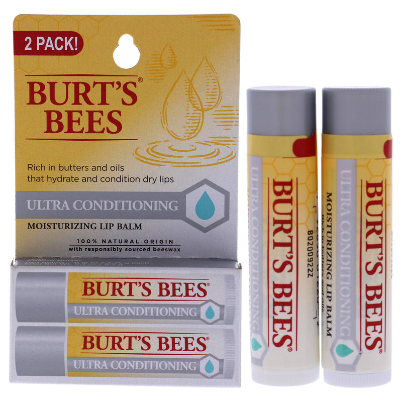 Burt's Bees Ultra Conditioning Lip Balm Twin Pack by Burts Bees for Unisex - 2 x 0.15 oz Lip Balm