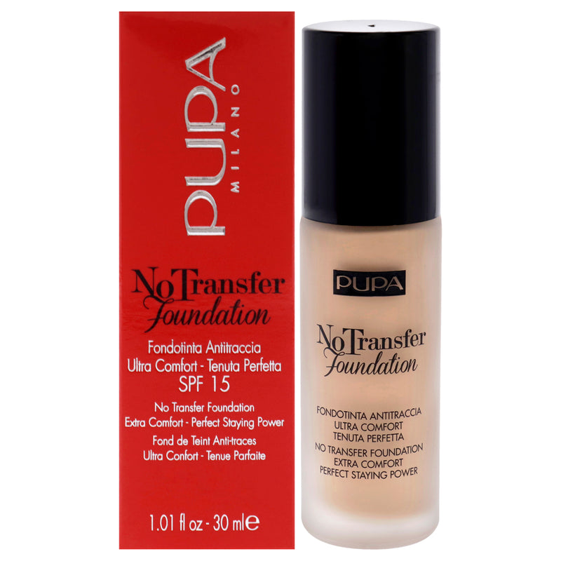 Pupa Milano No Transfer Foundation SPF 15 - 02 Light Beige by Pupa Milano for Women - 1.01 oz Foundation