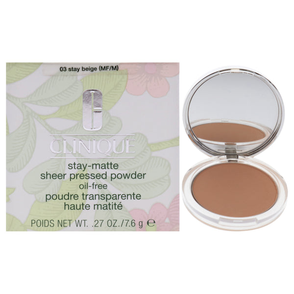 Clinique Stay-Matte Sheer Pressed Powder - 03 Stay Beige (MF-M) - Dry Combination To Oily by Clinique for Women - 0.27 oz Powder