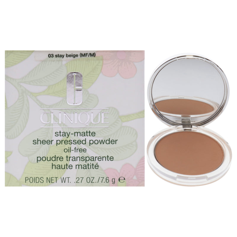 Clinique Stay-Matte Sheer Pressed Powder - 03 Stay Beige (MF-M) - Dry Combination To Oily by Clinique for Women - 0.27 oz Powder