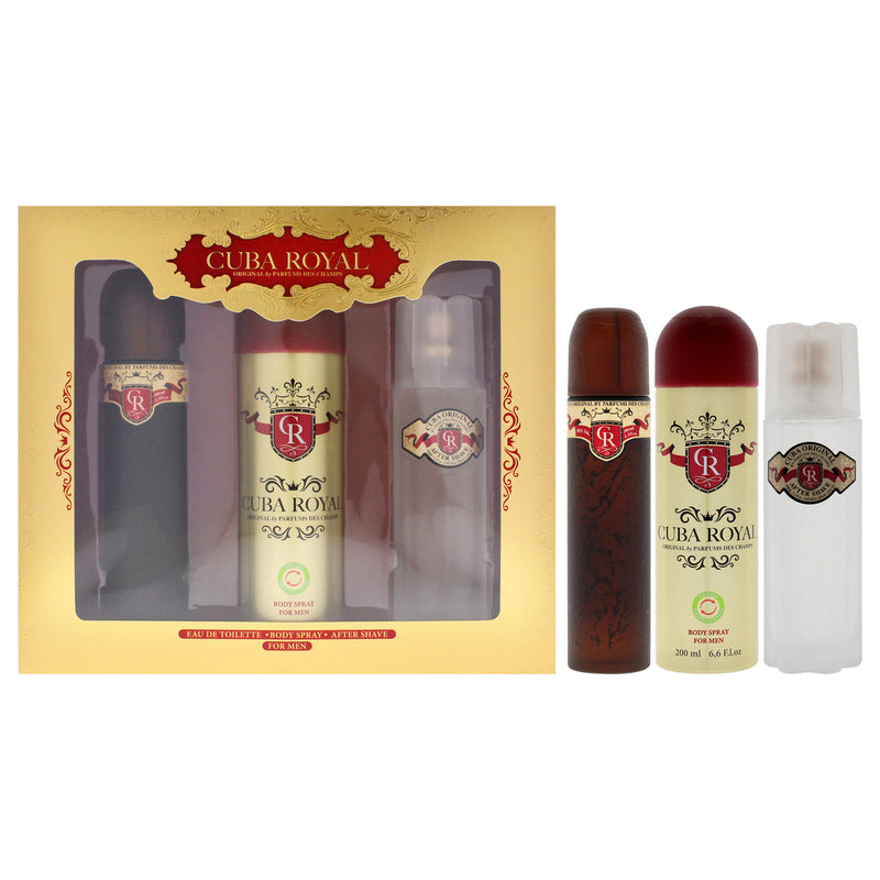 Cuba Cuba Royal by Cuba for Men - 3 Pc Gift Set 3.3oz EDT Spray, 6.6oz Body Spray, 3.3oz After Shave