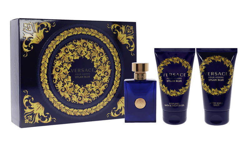 Versace Dylan Blue by Versace for Men - 3 Pc Gift Set 1.7oz EDT Spray, 1.7oz After Shave Balm, 1.7oz Perfumed Bath Shower Gel