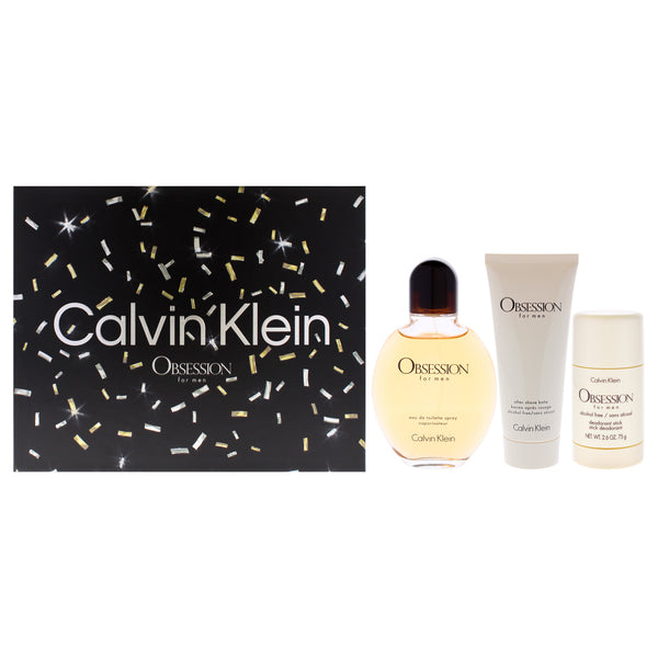 Calvin Klein Obsession by Calvin Klein for Men - 3 Pc Gift Set 4.2oz EDT Spray, 2.6oz Deodorant Stick, 3.3oz After Shave Balm