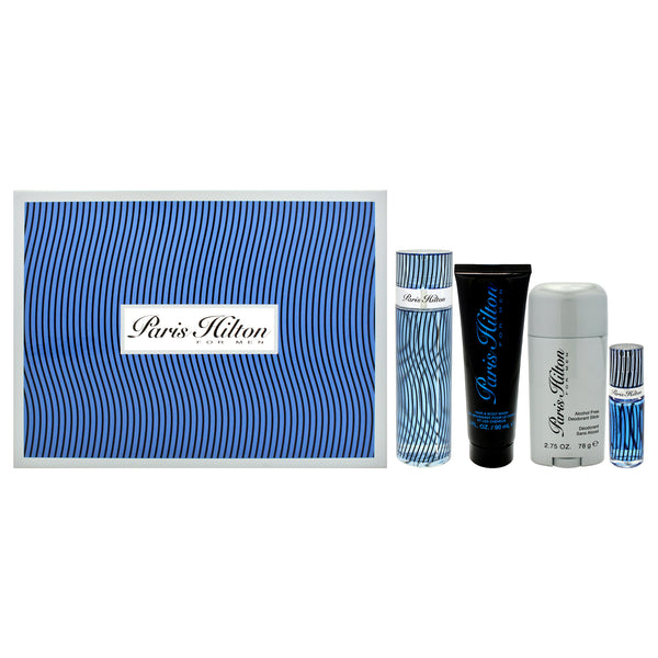 Paris Hilton Paris Hilton by Paris Hilton for Men - 4 Pc Gift Set 3.4oz EDT Spray, 3oz Hair and Body Wash, 2.75oz Alcohol Free Deodorant Stick, 0.25oz EDT Spray