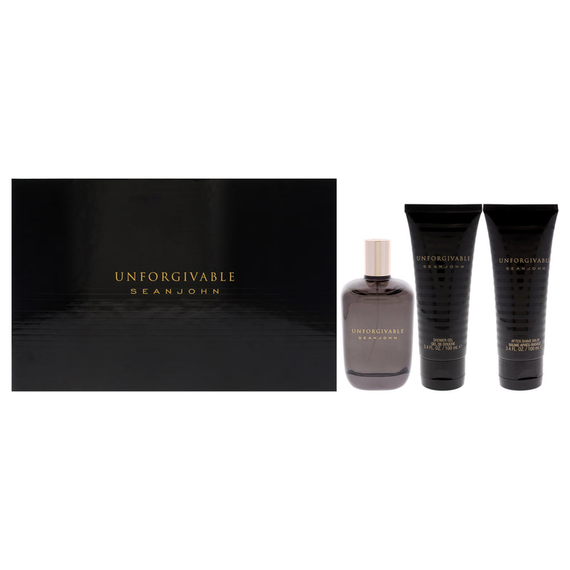 Sean John Unforgivable by Sean John for Men - 3 Pc Gift Set 4.2oz EDT Spray, 3.4oz Shower Gel, 3.4oz After Shave Balm