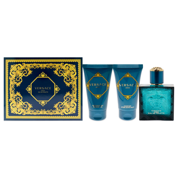 Versace Versace Eros by Versace for Men - 3 Pc Gift Set 1.7 oz EDT Spray, 1.7 oz Comfort After Shave Balm, 1.7 oz Invigorating Shower Gel