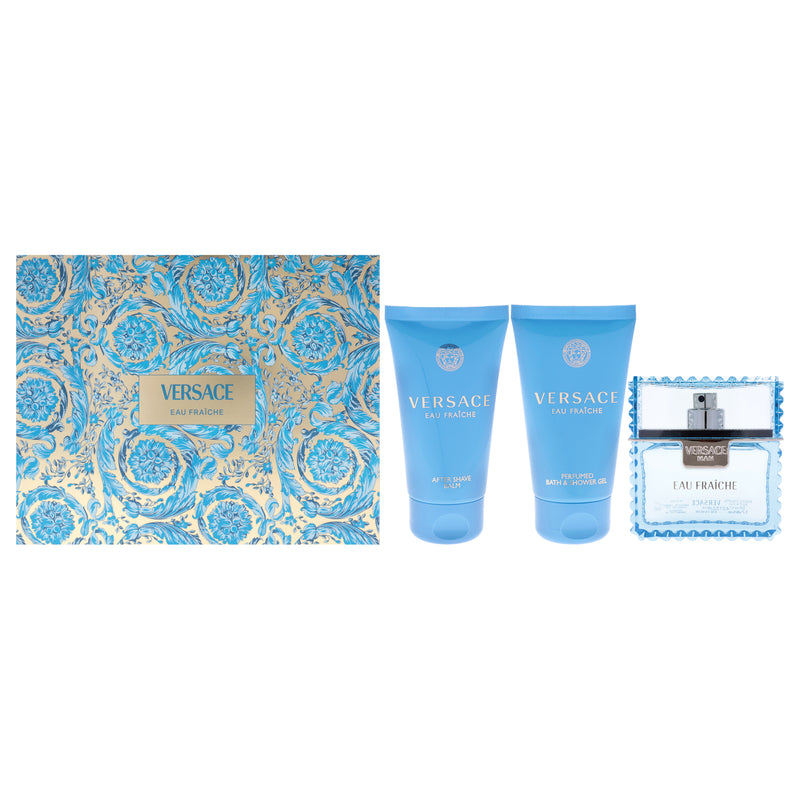 Versace Versace Eau Fraiche by Versace for Men - 3 Pc Gift Set 1.7oz EDT Spray, 1.7oz Bath and Shower Gel, 1.7oz After Shave Balm