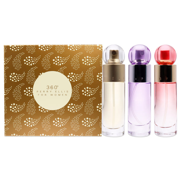 Perry Ellis 360 by Perry Ellis for Women - 3 Pc Gift Set 1oz EDT Spray, 1oz Coral EDP Spray, 1oz Purple EDP Spray