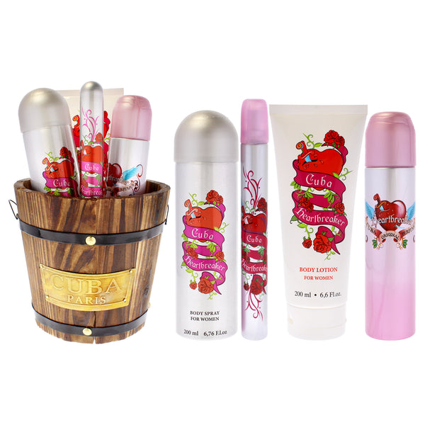 Cuba Cuba Heartbreaker by Cuba for Women - 4 Pc Gift Set 3.3oz EDP Spray, 1.7oz EDP Spray, 6.6oz Body Spray, 6.6oz Body Splash